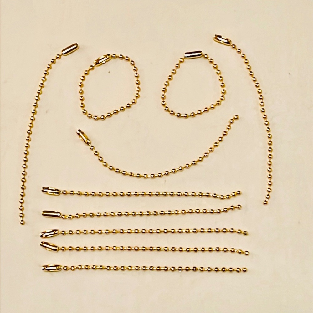 Lot of 10 4-inch Gold Tone Metal Ball Beads Chain with Connectors - Picture 2 of 6
